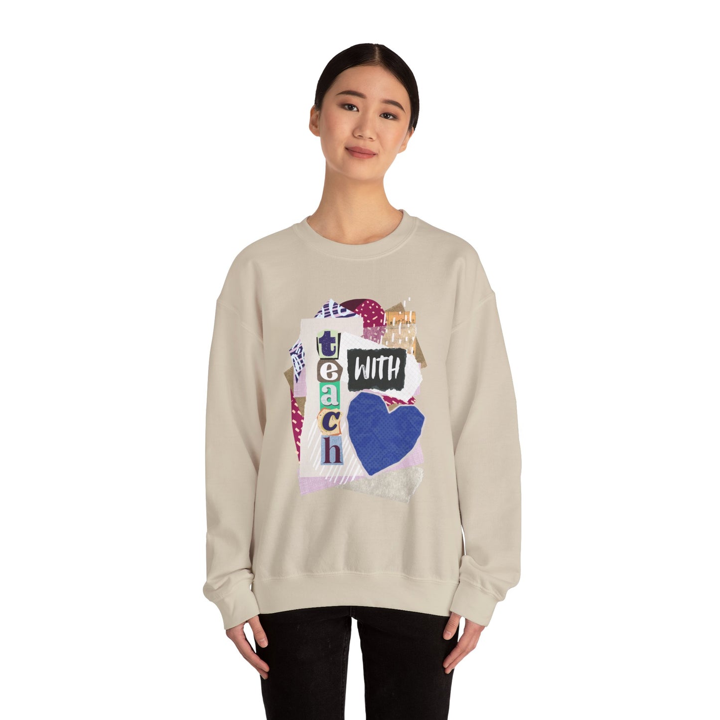 Blue Teach with Love Crewneck Sweatshirt