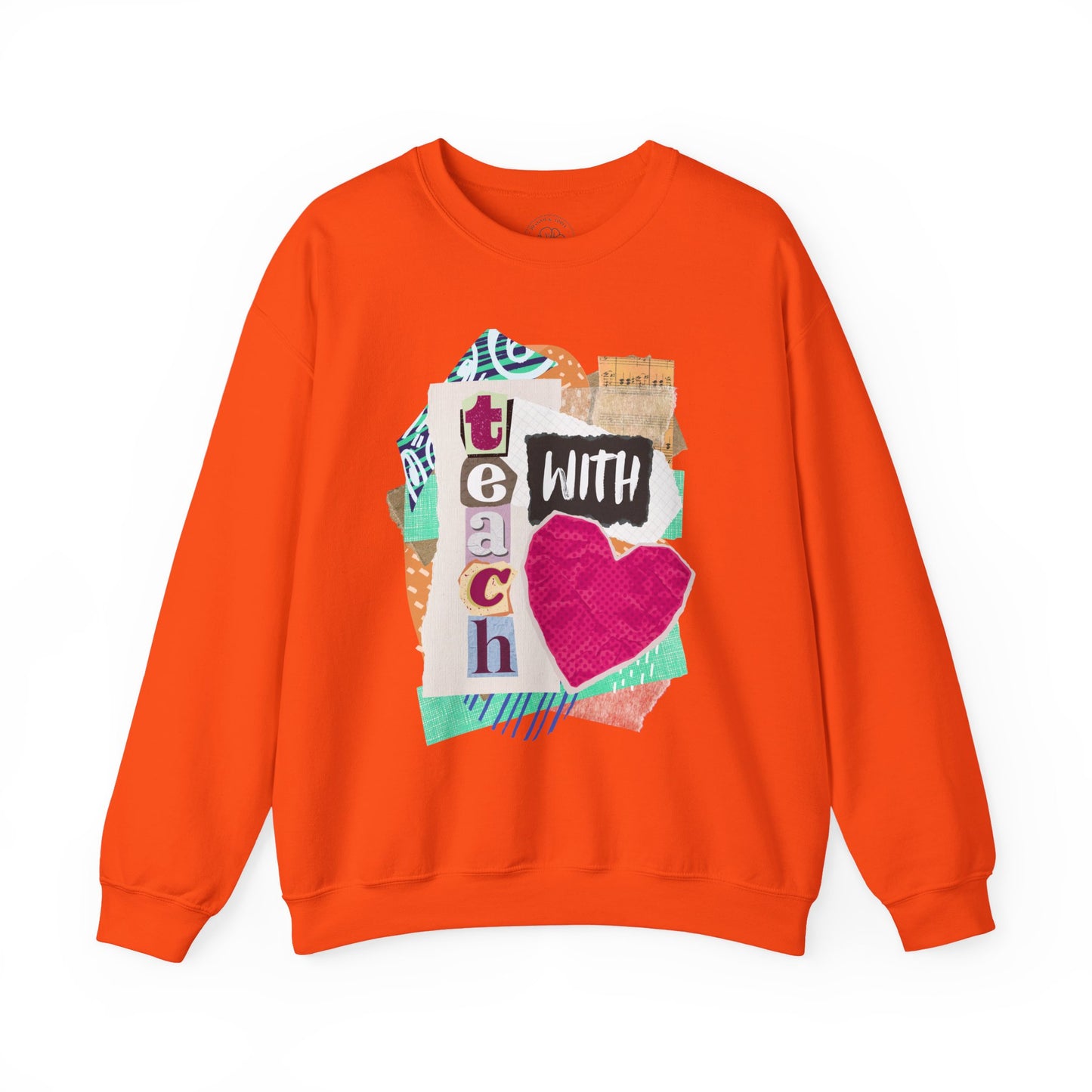Pink Teach with Love Crewneck Sweatshirt