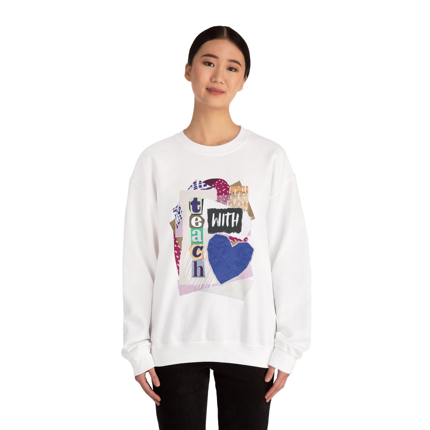 Blue Teach with Love Crewneck Sweatshirt