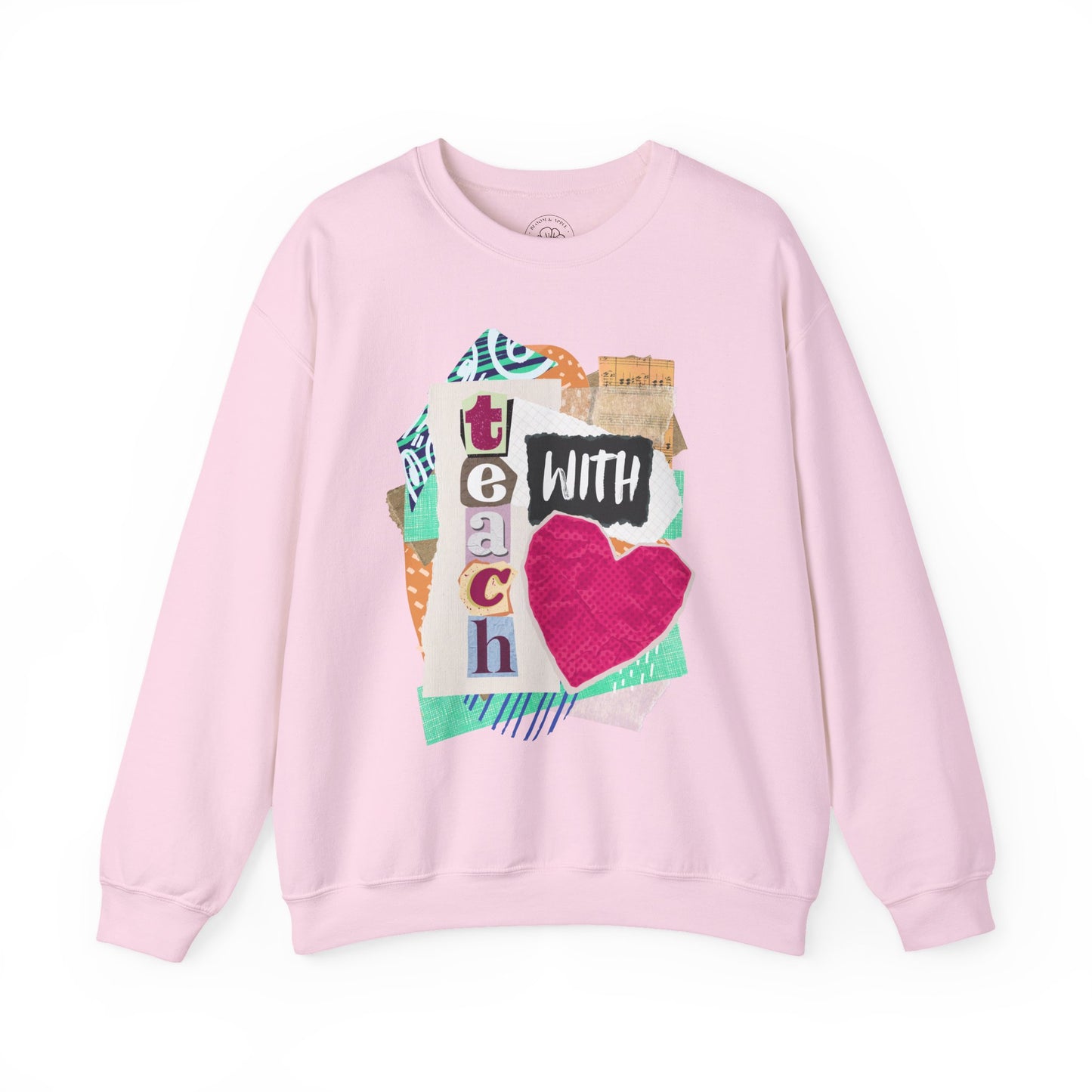Pink Teach with Love Crewneck Sweatshirt