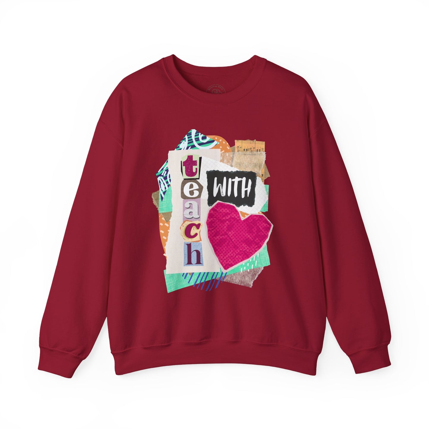 Pink Teach with Love Crewneck Sweatshirt