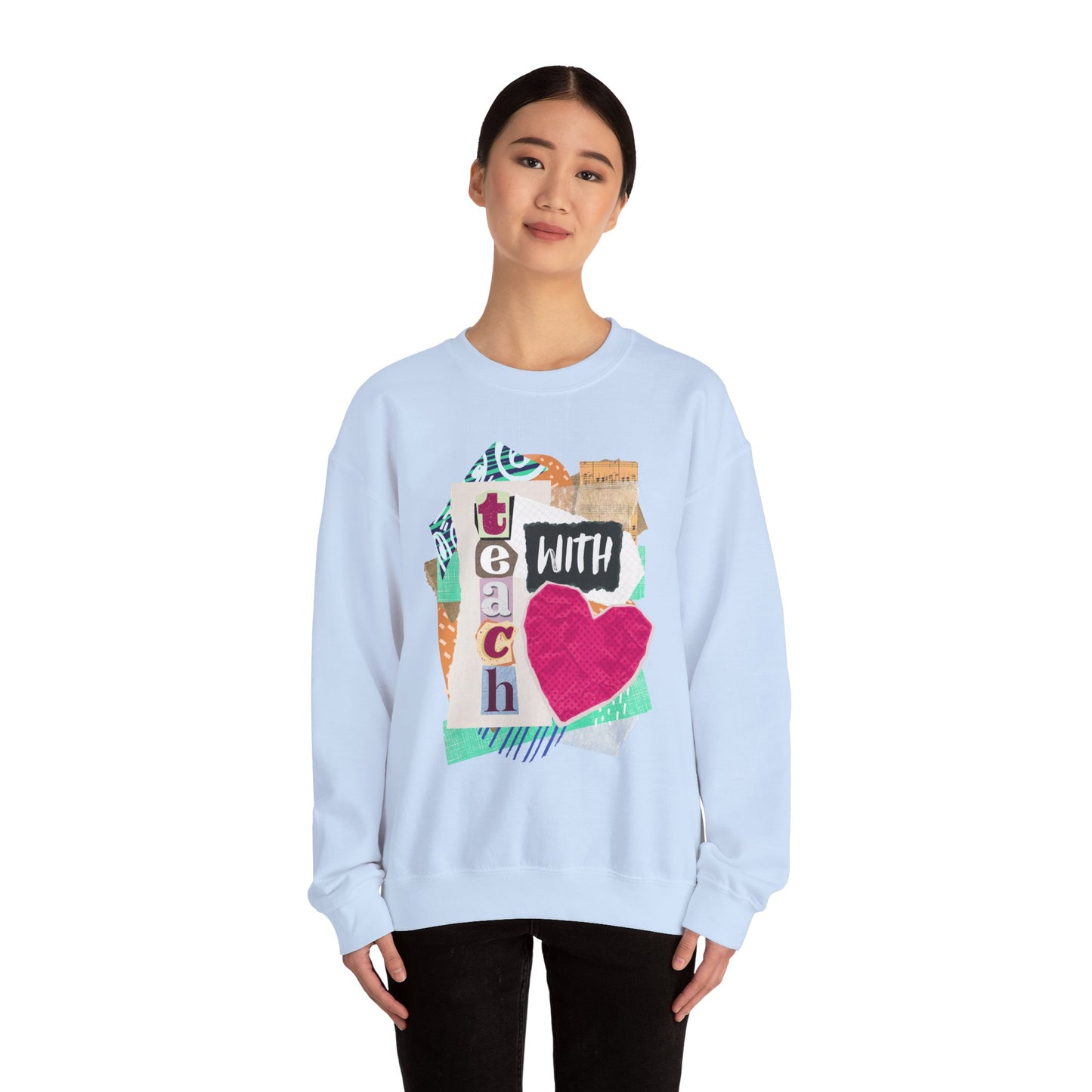 Pink Teach with Love Crewneck Sweatshirt