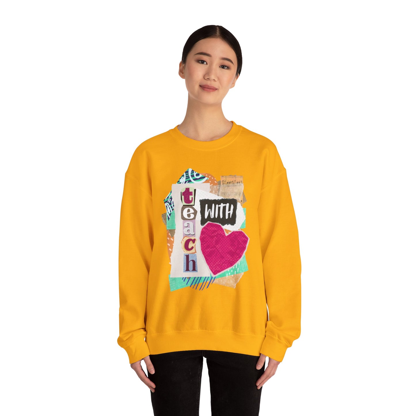 Pink Teach with Love Crewneck Sweatshirt