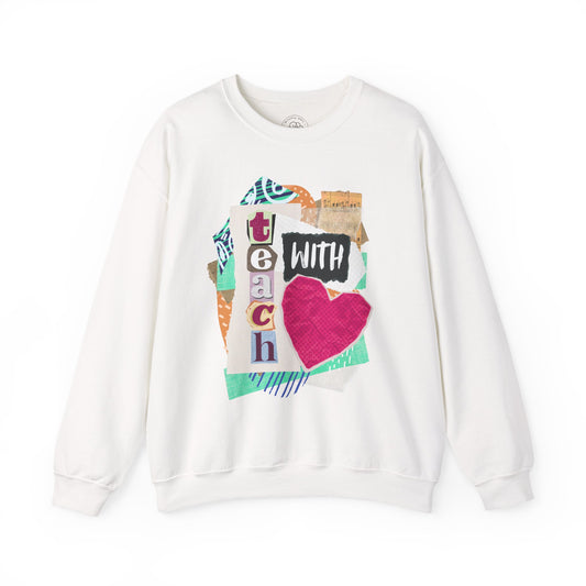 Pink Teach with Love Crewneck Sweatshirt