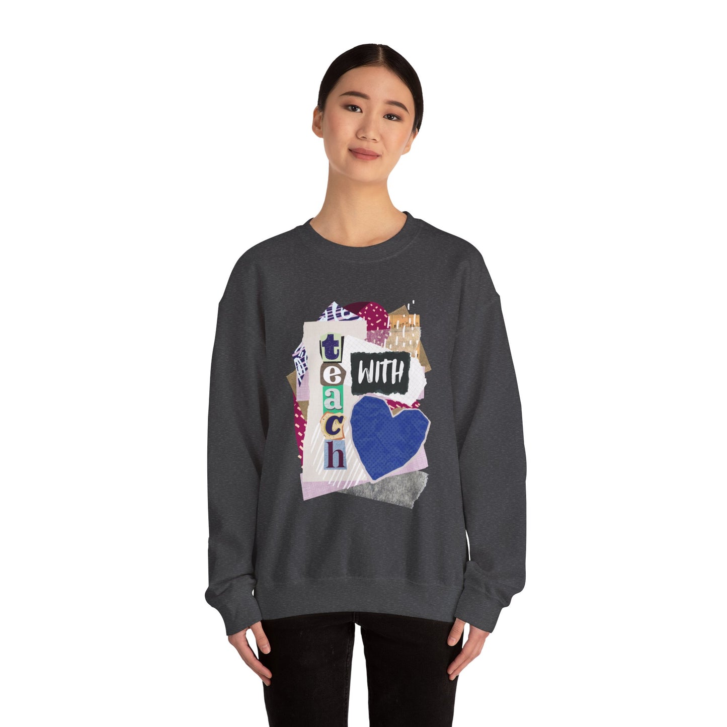 Blue Teach with Love Crewneck Sweatshirt