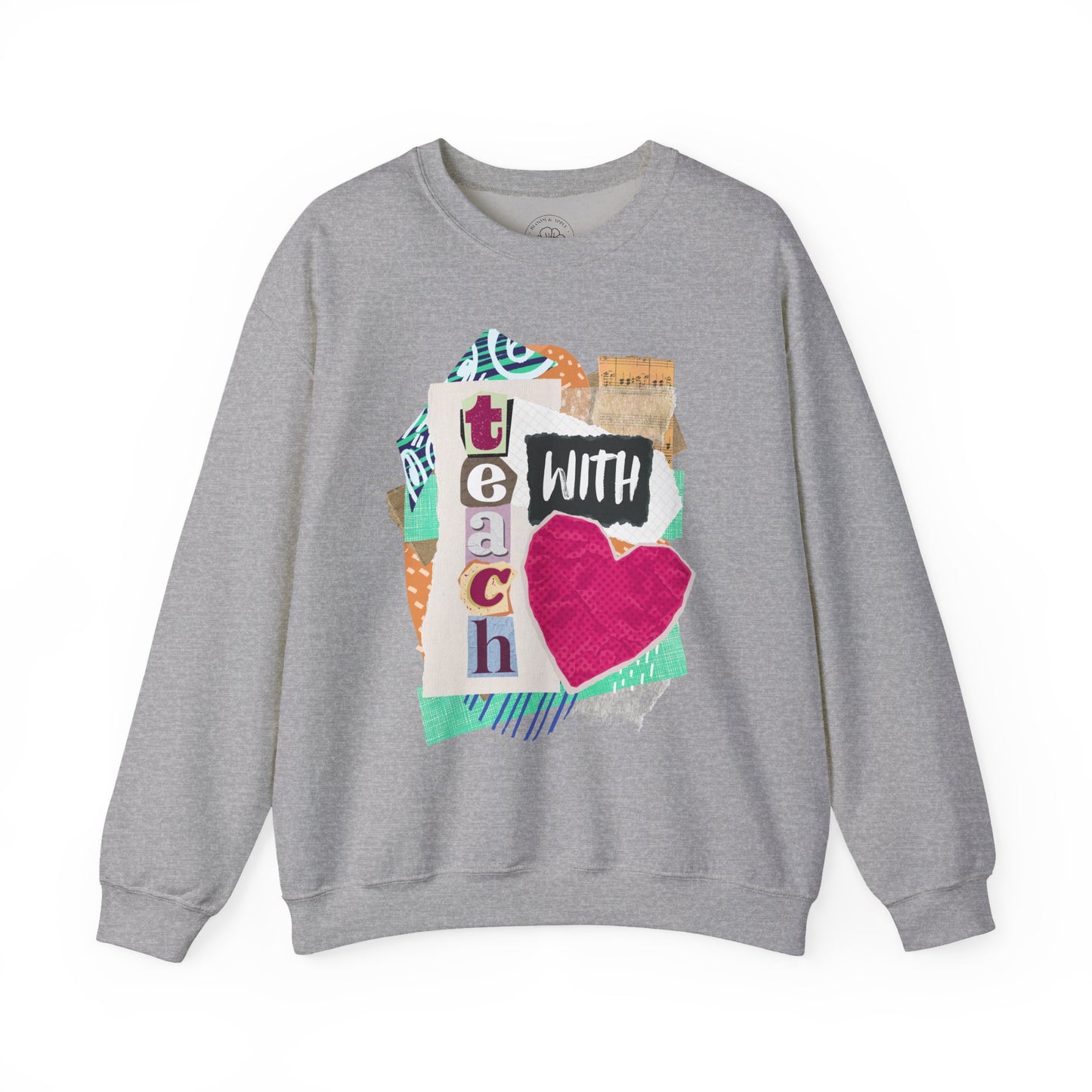 Pink Teach with Love Crewneck Sweatshirt