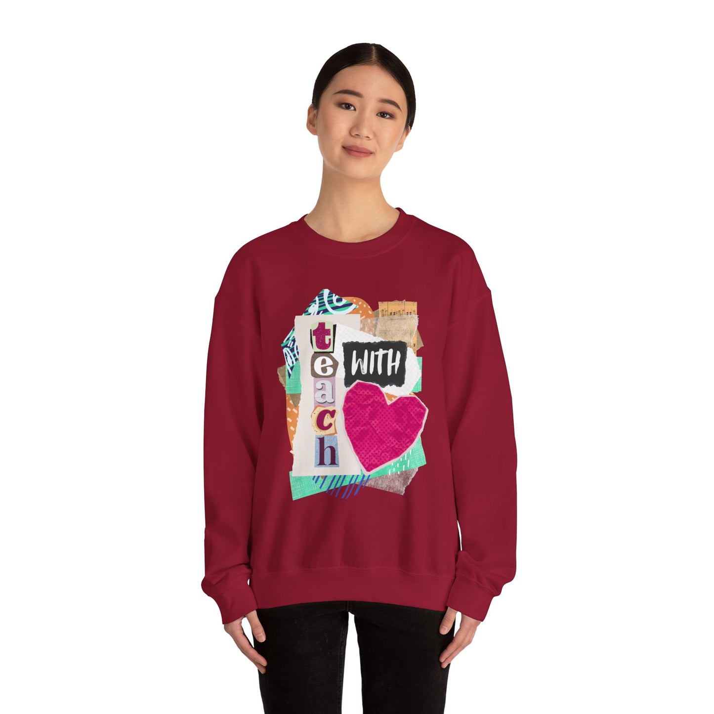Pink Teach with Love Crewneck Sweatshirt