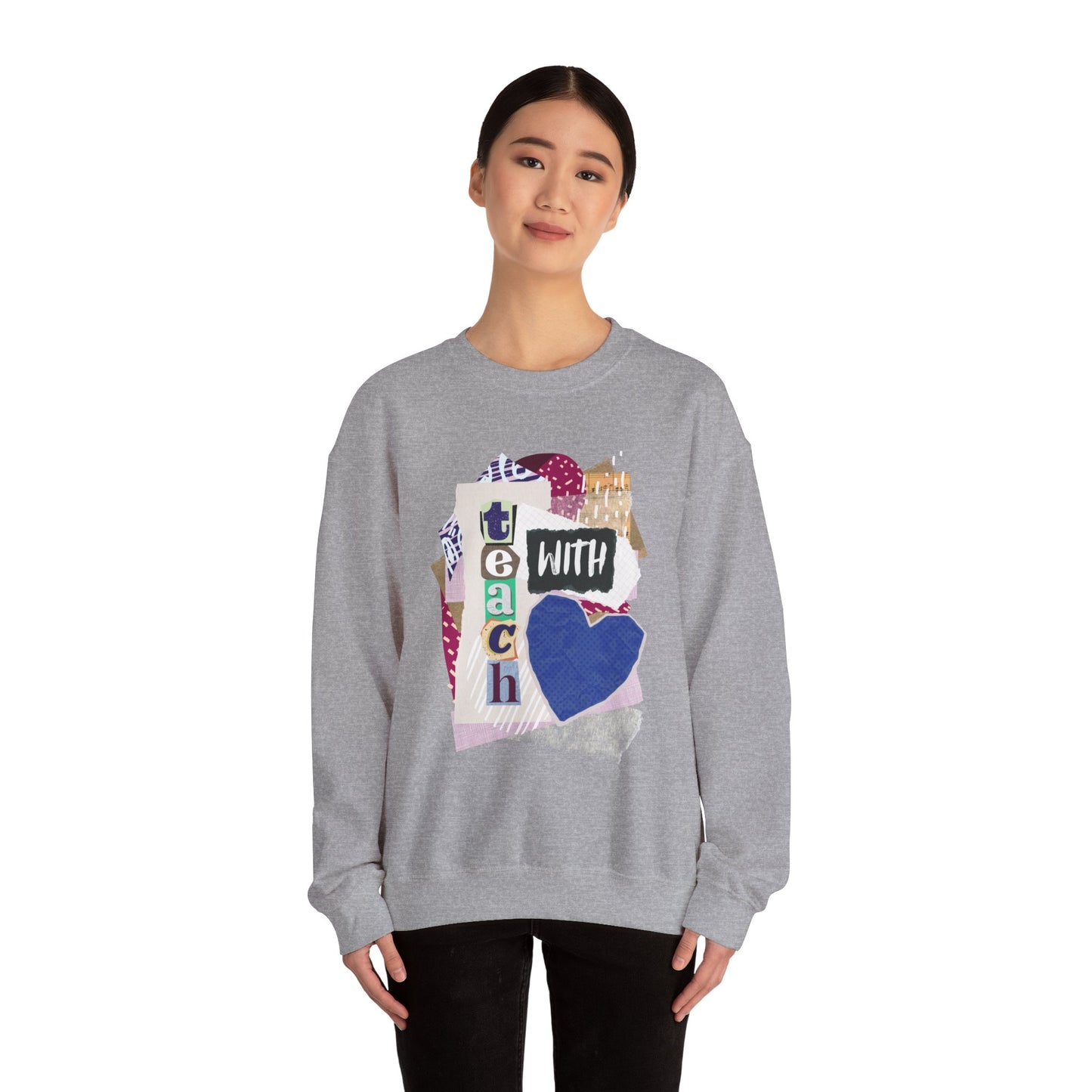 Blue Teach with Love Crewneck Sweatshirt