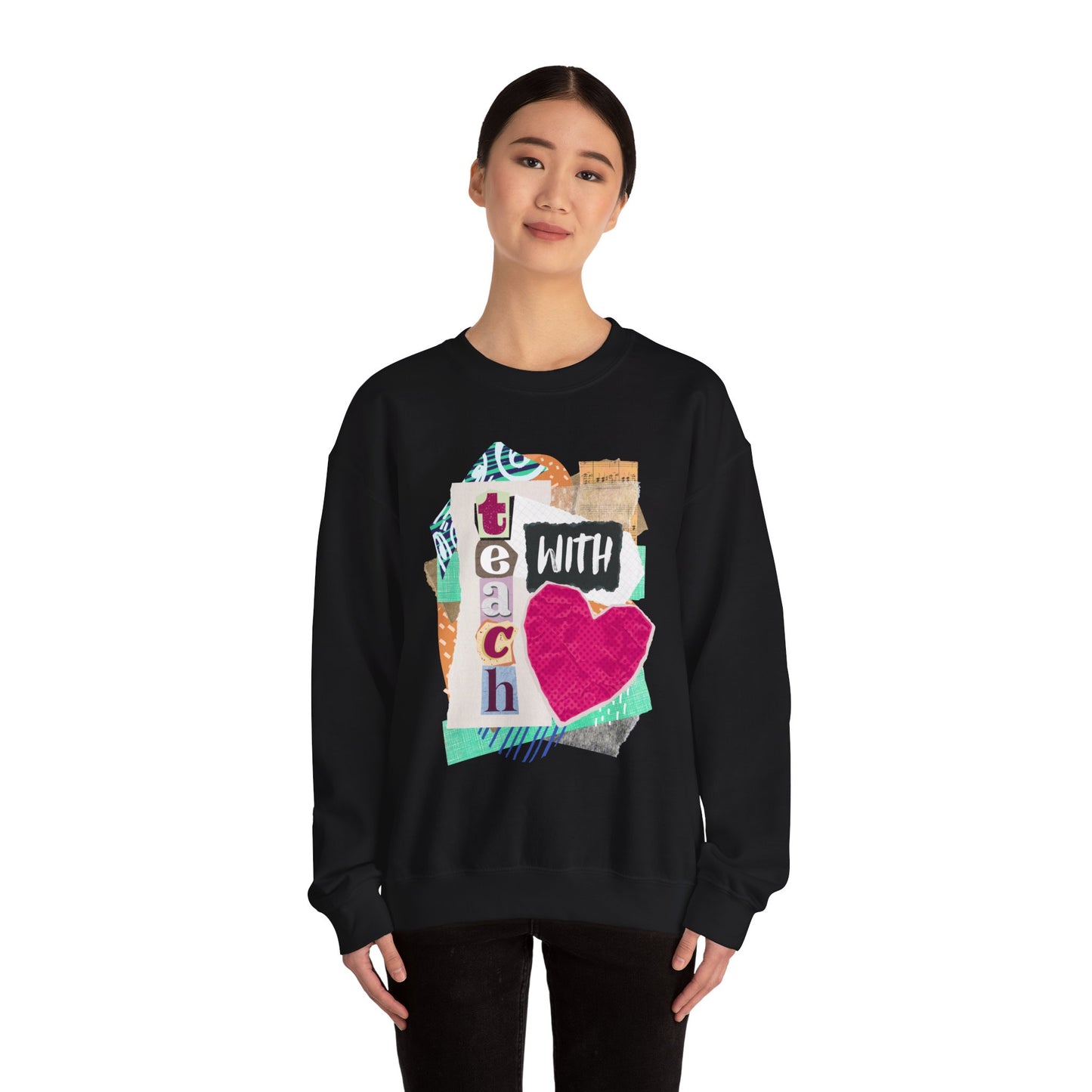 Pink Teach with Love Crewneck Sweatshirt