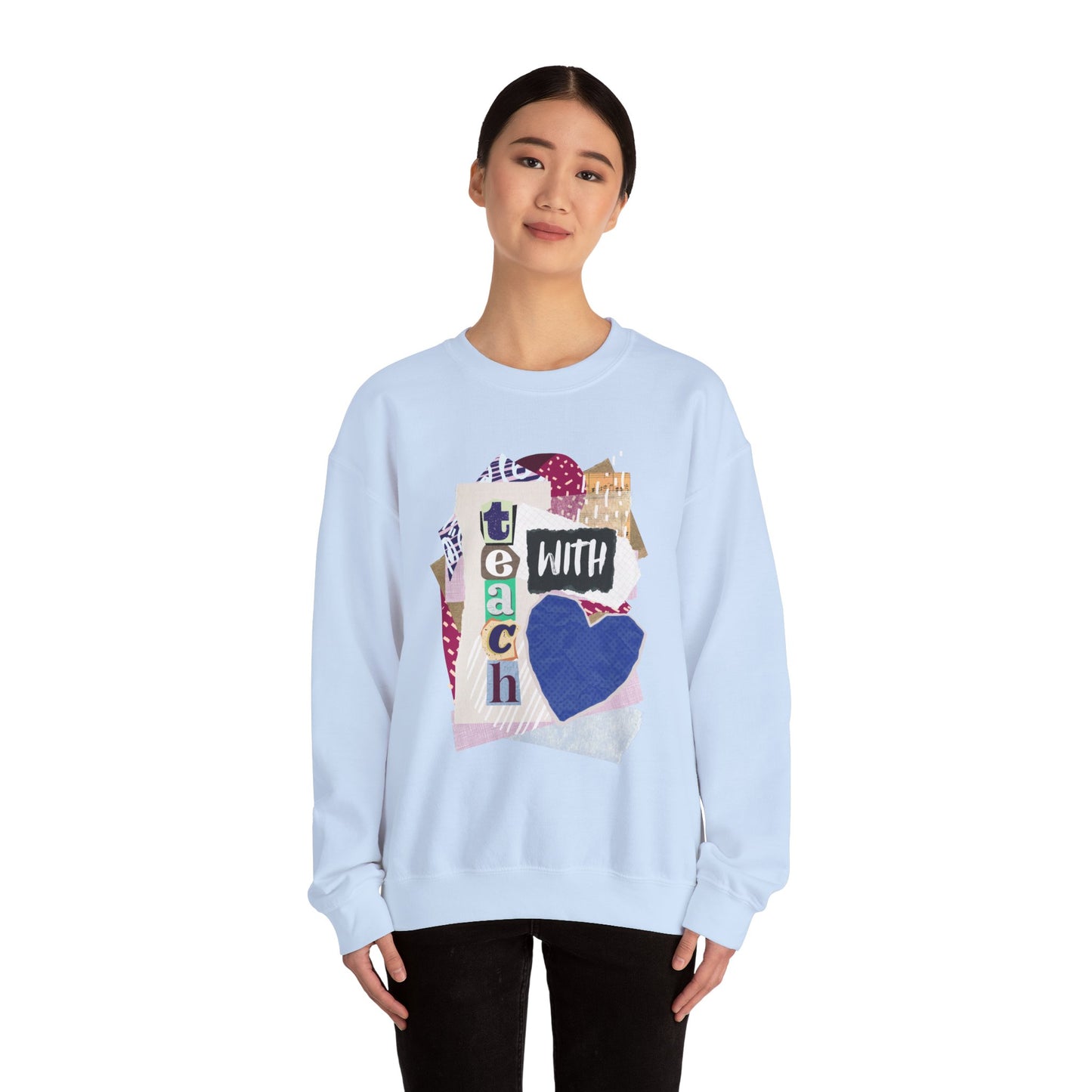 Blue Teach with Love Crewneck Sweatshirt