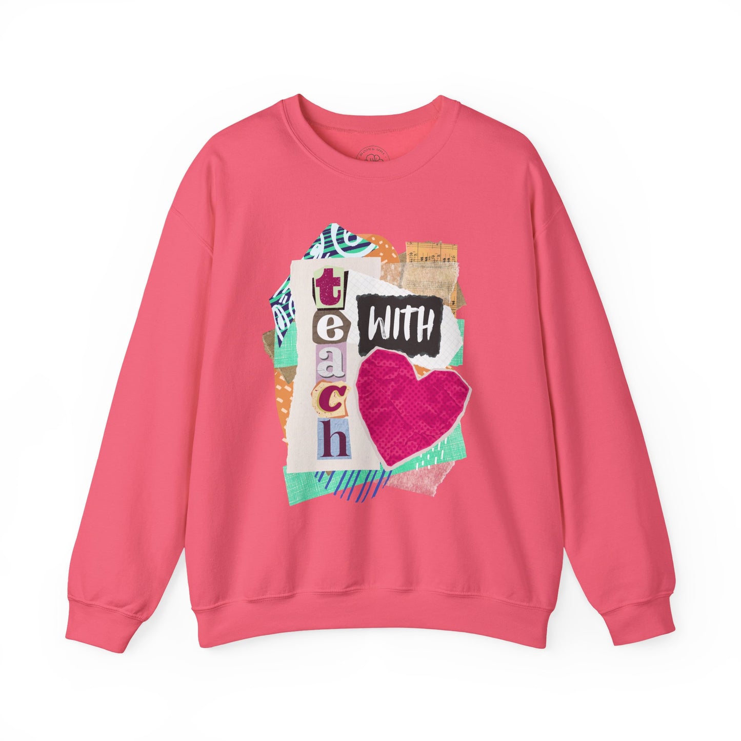 Pink Teach with Love Crewneck Sweatshirt
