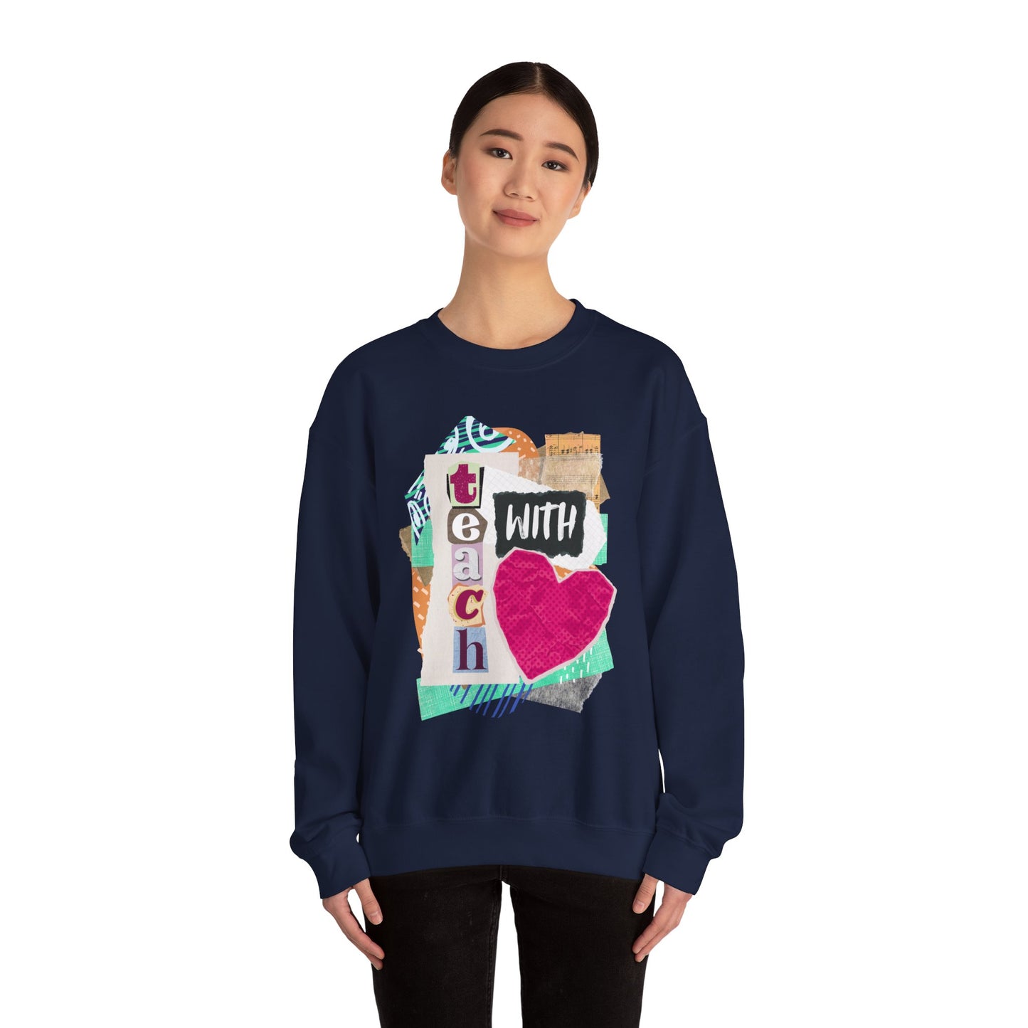 Pink Teach with Love Crewneck Sweatshirt