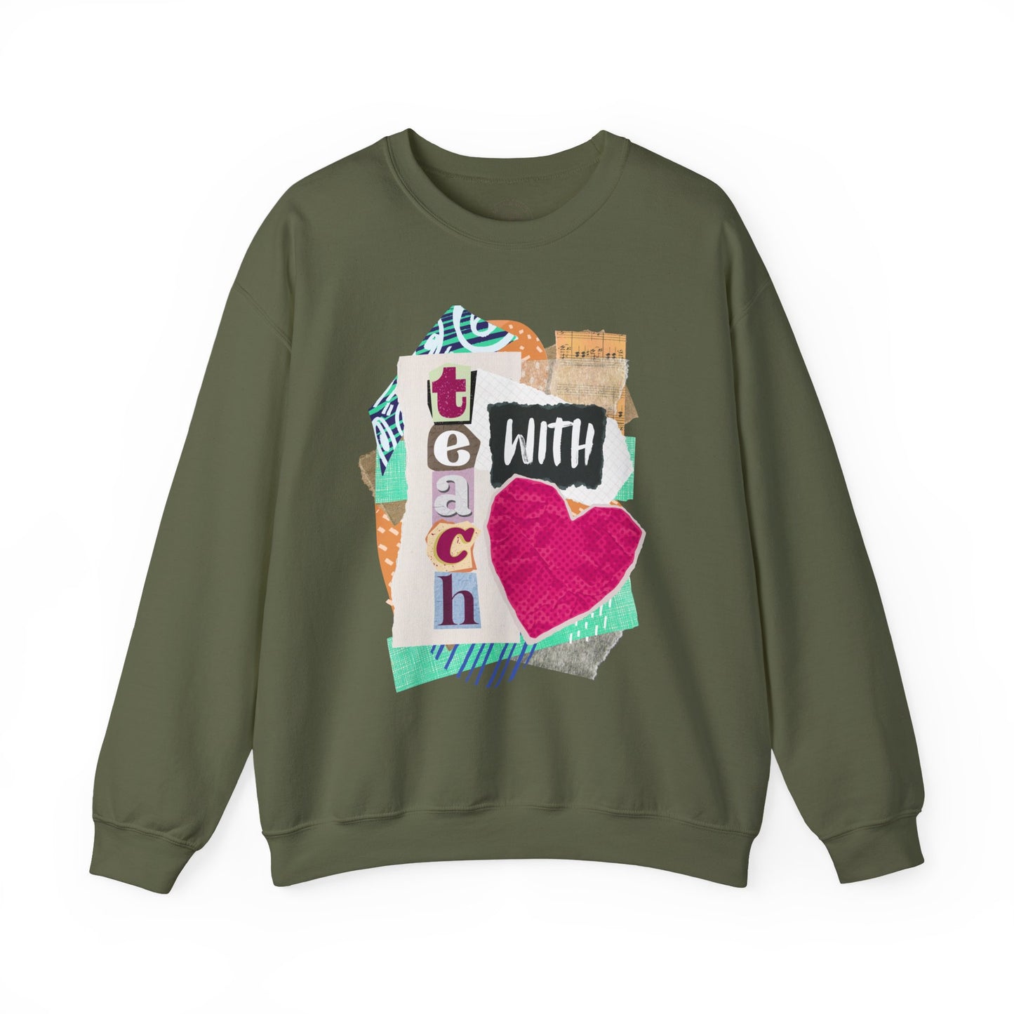 Pink Teach with Love Crewneck Sweatshirt
