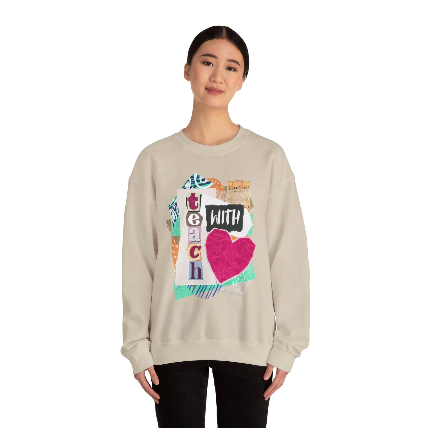 Pink Teach with Love Crewneck Sweatshirt