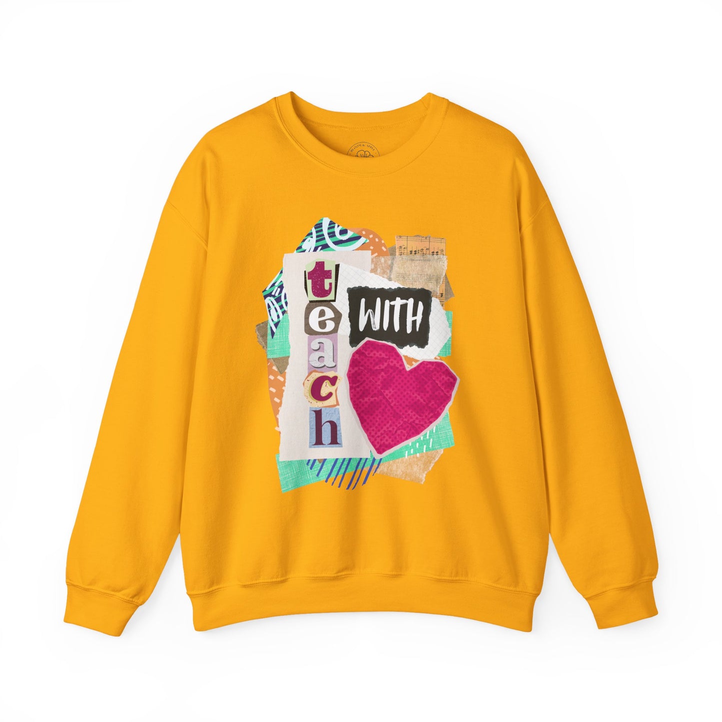 Pink Teach with Love Crewneck Sweatshirt