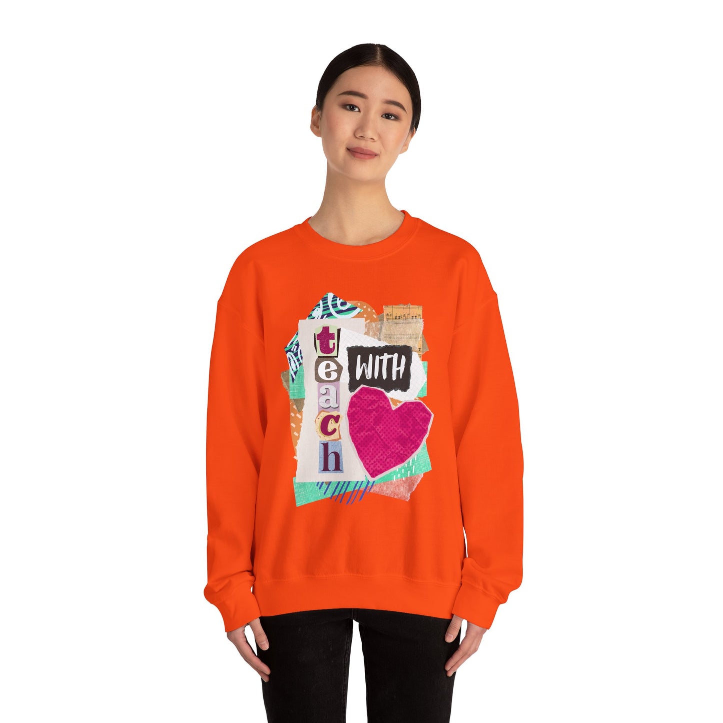 Pink Teach with Love Crewneck Sweatshirt