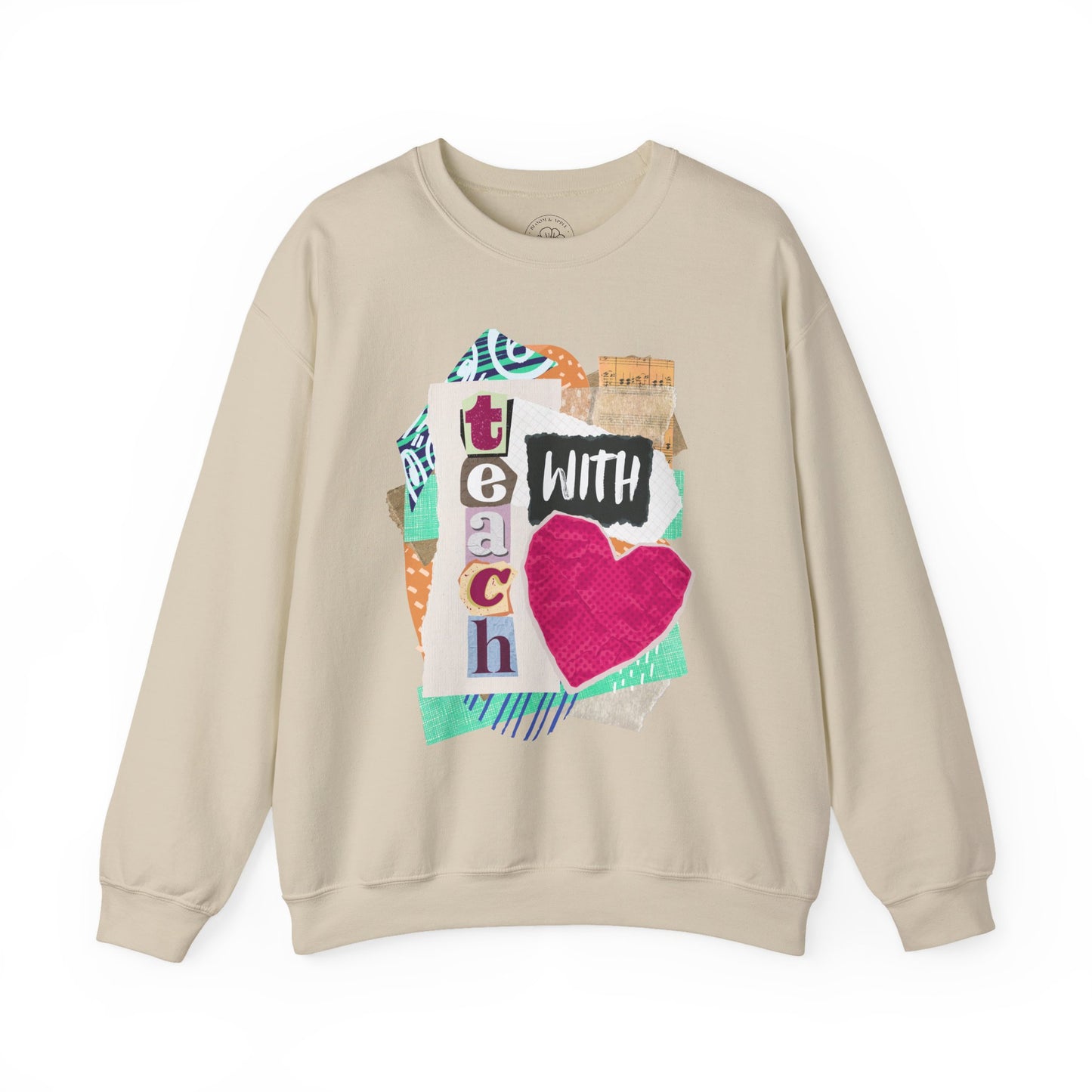 Pink Teach with Love Crewneck Sweatshirt