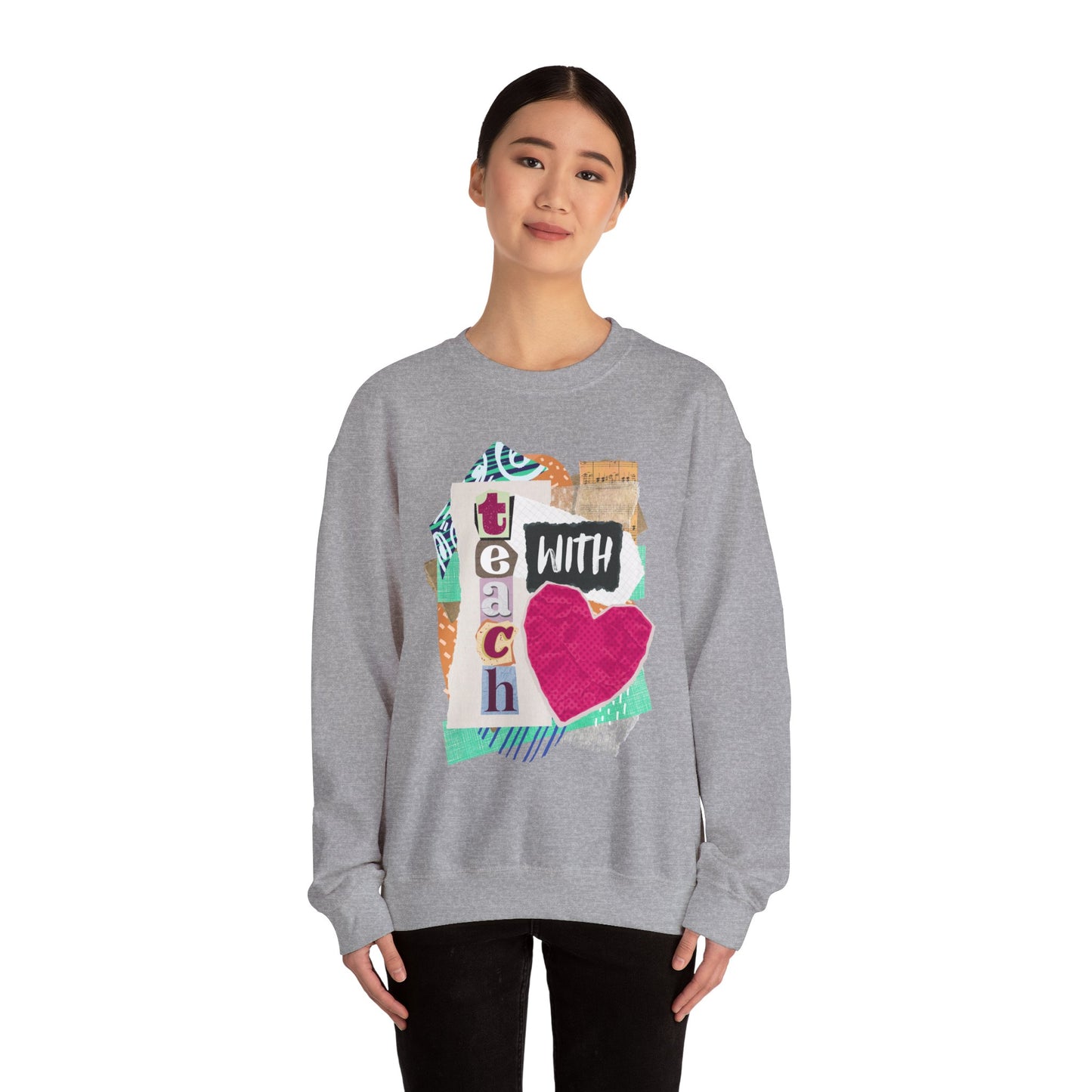 Pink Teach with Love Crewneck Sweatshirt